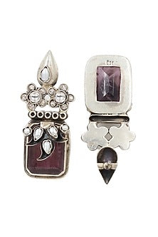Silver Finish Crystal Handcrafted Dangler Earrings In Sterling Silver