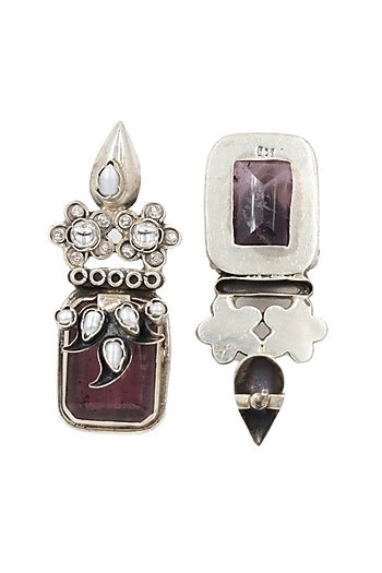 Silver Finish Crystal Handcrafted Dangler Earrings In Sterling Silver