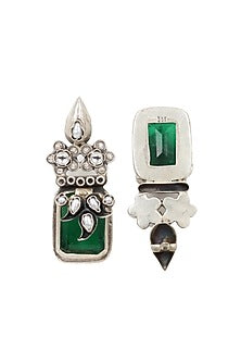 Silver Finish Crystal Handcrafted Dangler Earrings In Sterling Silver