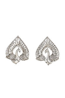 Silver Finish Handcrafted Stud Earrings In Sterling Silver