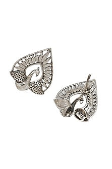 Silver Finish Handcrafted Stud Earrings In Sterling Silver