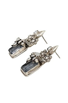 Silver Finish Crystal Handcrafted Dangler Earrings In Sterling Silver