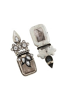 Silver Finish Crystal Handcrafted Dangler Earrings In Sterling Silver