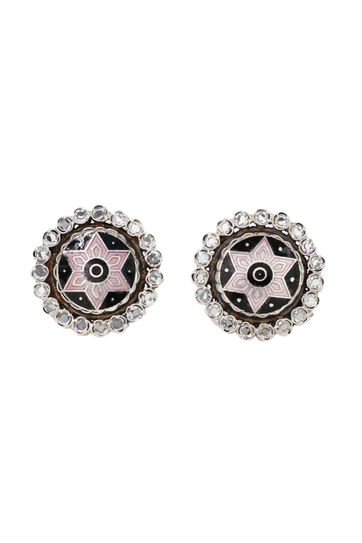 Silver Finish Hydro Stone Handcrafted Stud Earrings In Sterling Silver