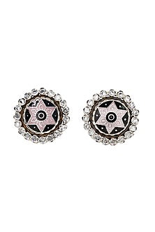 Silver Finish Hydro Stone Handcrafted Stud Earrings In Sterling Silver