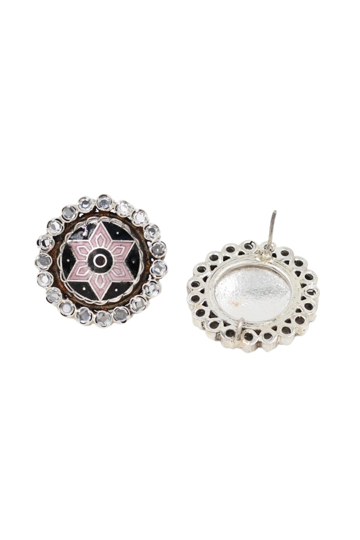 Silver Finish Hydro Stone Handcrafted Stud Earrings In Sterling Silver