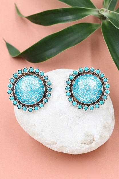 Silver Finish Hydro Stone Handcrafted Stud Earrings In Sterling Silver