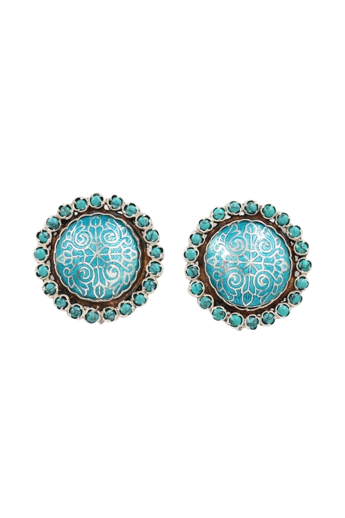 Silver Finish Hydro Stone Handcrafted Stud Earrings In Sterling Silver