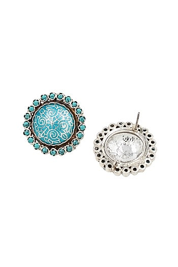 Silver Finish Hydro Stone Handcrafted Stud Earrings In Sterling Silver