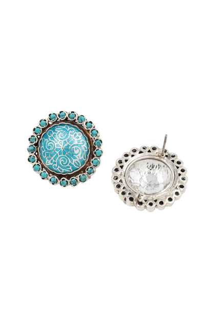 Silver Finish Hydro Stone Handcrafted Stud Earrings In Sterling Silver