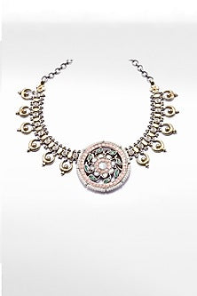 Two Tone Finish Kundan Polki Choker Necklace