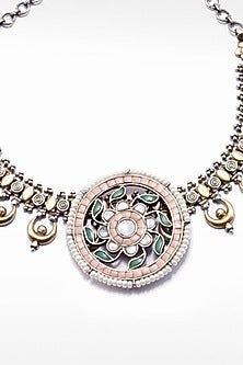 Two Tone Finish Kundan Polki Choker Necklace