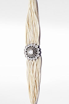 Silver Pearl & Moissanite Choker Necklace