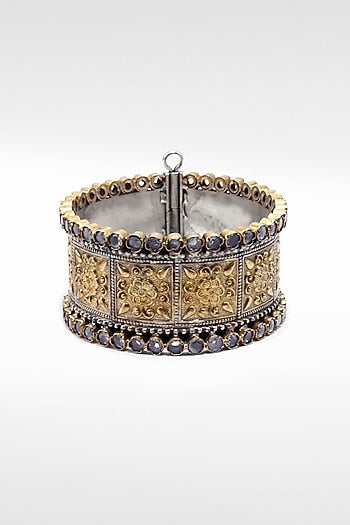 Two Tone Finish Bangle in Silver