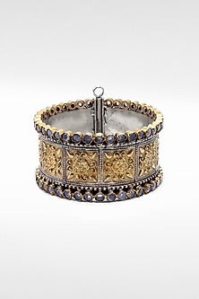 Two Tone Finish Bangle in Silver