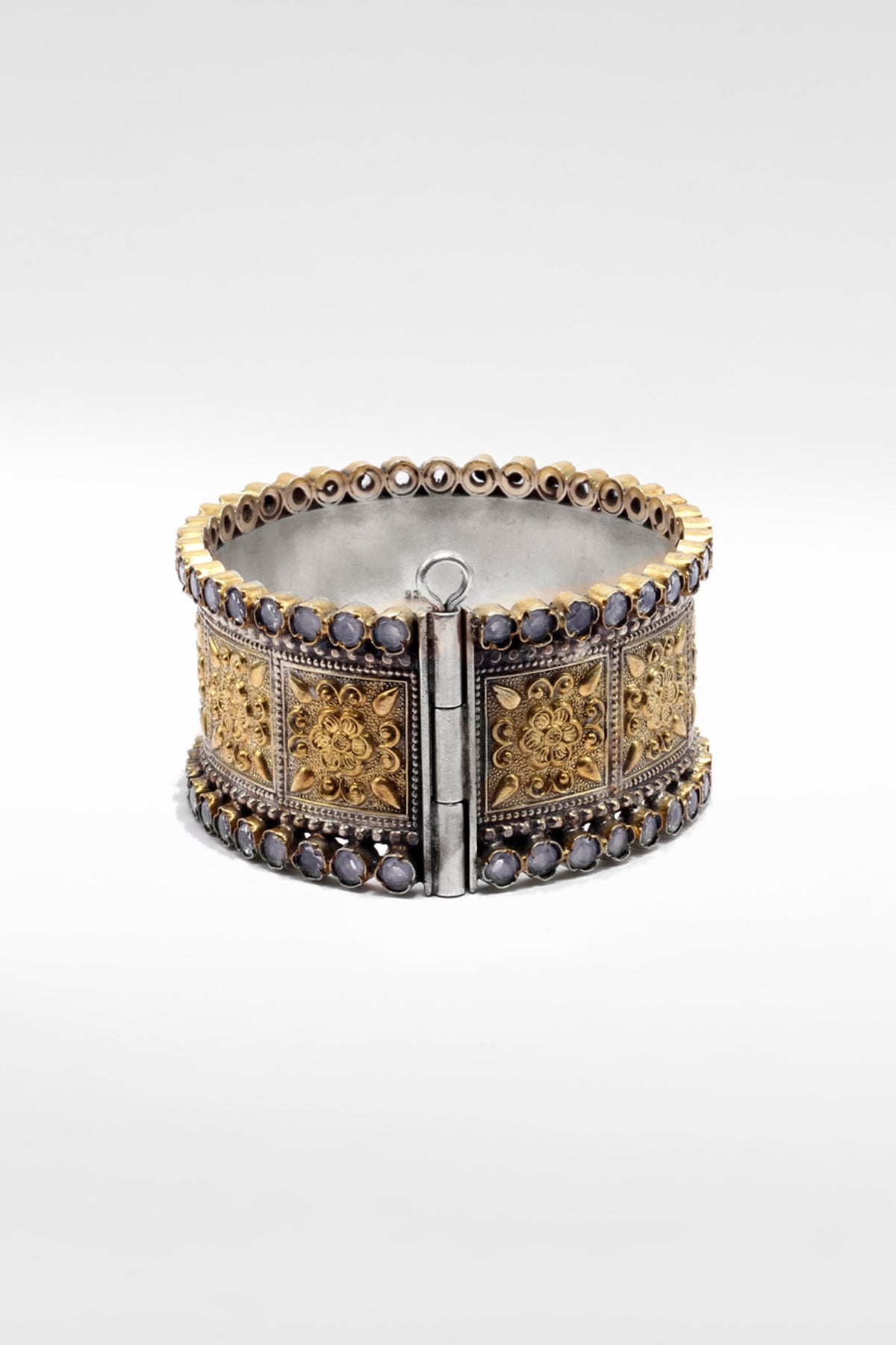 Two Tone Finish Bangle in Silver