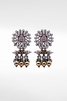 Two Tone Finish Pearl Dangler Earrings