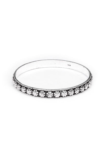 Silver Finish Handcrafted Bangle In Sterling Silver