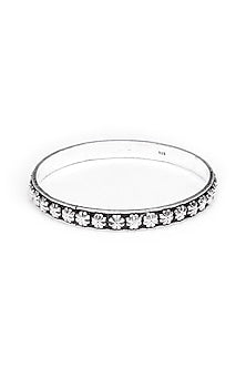 Silver Finish Handcrafted Bangle In Sterling Silver