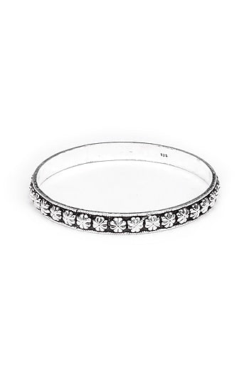 Silver Finish Handcrafted Bangle In Sterling Silver