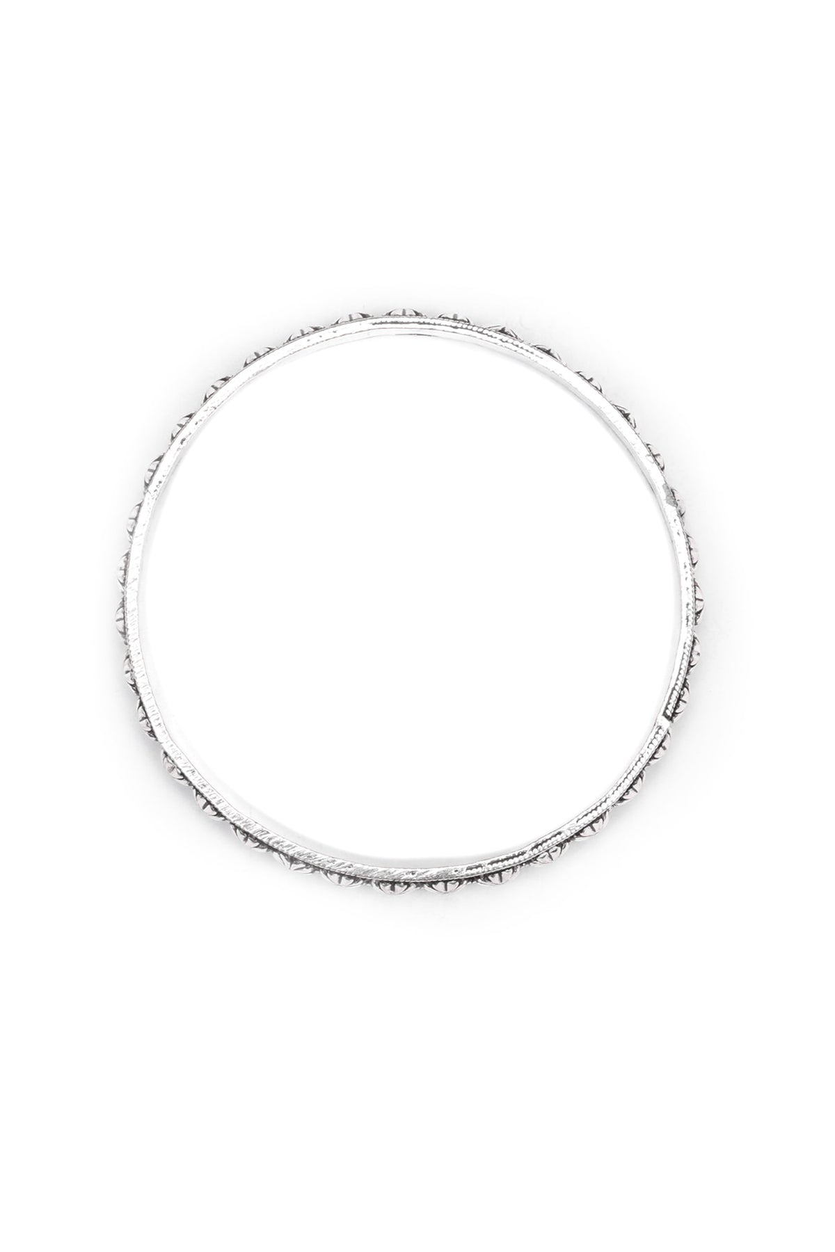 Silver Finish Handcrafted Bangle In Sterling Silver