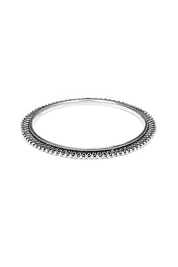 Silver Finish Handcrafted Bangle In Sterling Silver