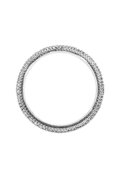 Silver Finish Handcrafted Bangle In Sterling Silver