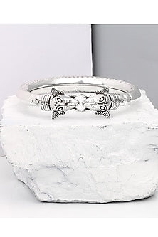 Silver Finish Handcrafted Bangle In Sterling Silver