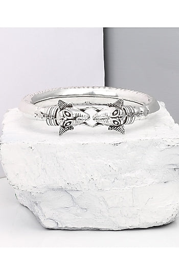 Silver Finish Handcrafted Bangle In Sterling Silver