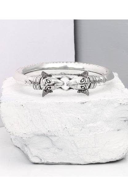 Silver Finish Handcrafted Bangle In Sterling Silver