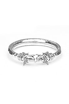 Silver Finish Handcrafted Bangle In Sterling Silver