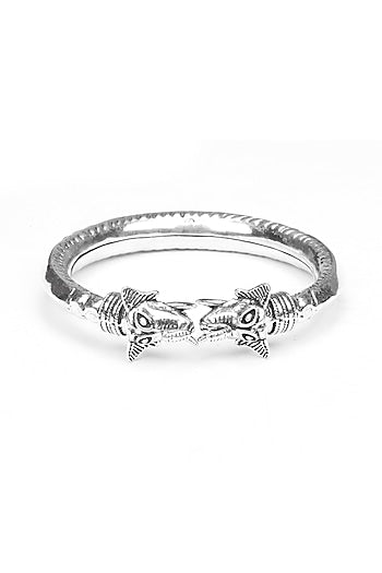 Silver Finish Handcrafted Bangle In Sterling Silver