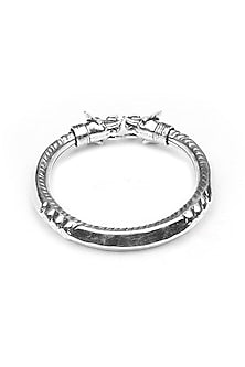 Silver Finish Handcrafted Bangle In Sterling Silver
