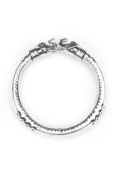 Silver Finish Handcrafted Bangle In Sterling Silver