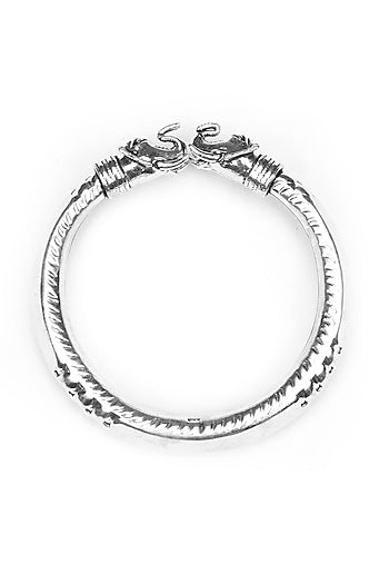 Silver Finish Handcrafted Bangle In Sterling Silver