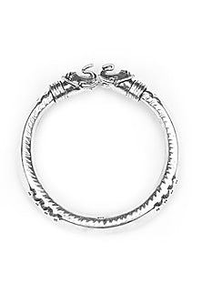 Silver Finish Handcrafted Bangle In Sterling Silver