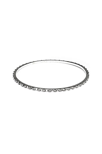 Silver Finish Handcrafted Bangle In Sterling Silver