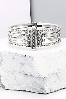 Silver Finish Handcrafted Bangle In Sterling Silver