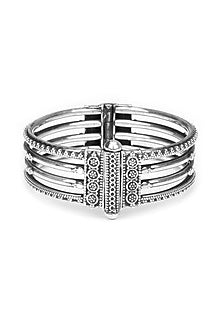 Silver Finish Handcrafted Bangle In Sterling Silver