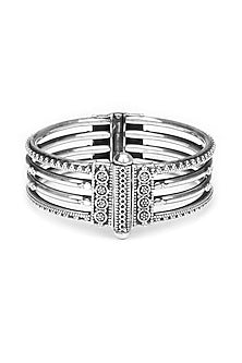 Silver Finish Handcrafted Bangle In Sterling Silver
