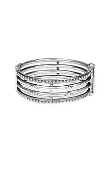 Silver Finish Handcrafted Bangle In Sterling Silver