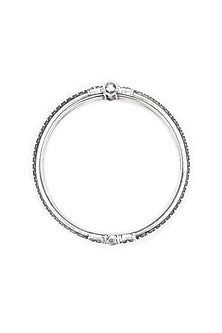 Silver Finish Handcrafted Bangle In Sterling Silver