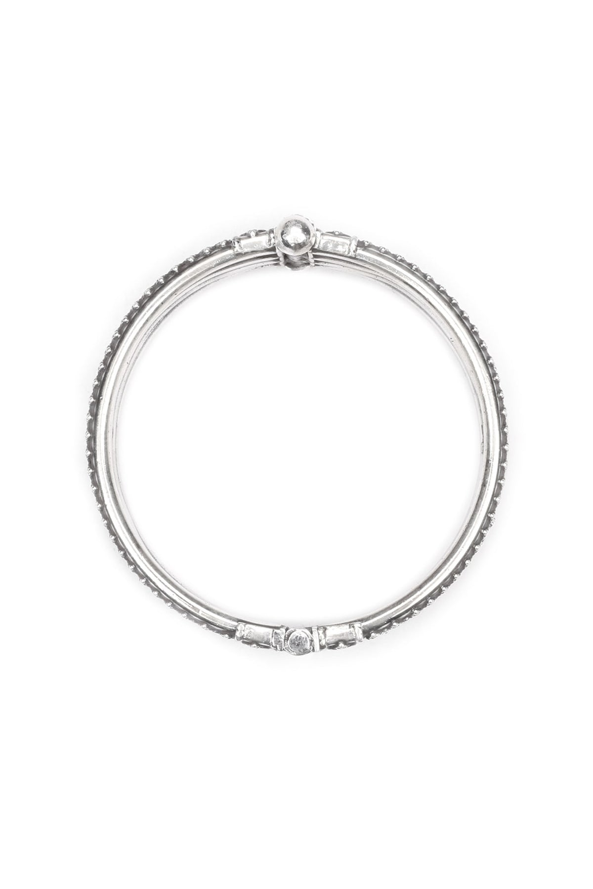Silver Finish Handcrafted Bangle In Sterling Silver