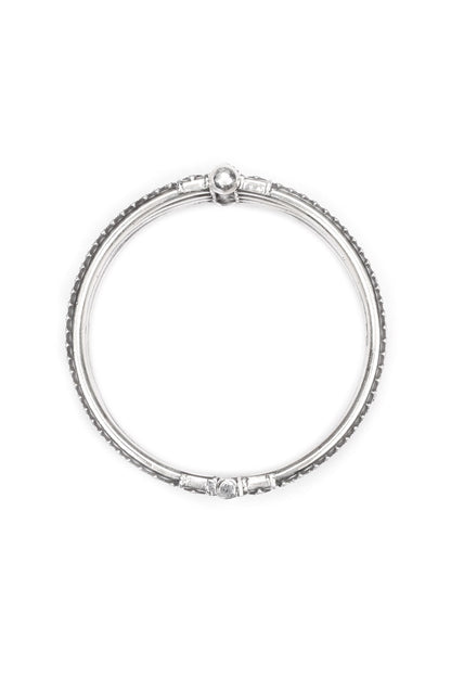 Silver Finish Handcrafted Bangle In Sterling Silver