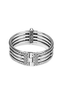 Silver Finish Handcrafted Bangle In Sterling Silver