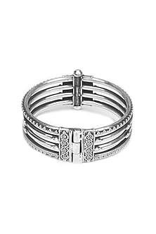 Silver Finish Handcrafted Bangle In Sterling Silver