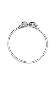 Silver Finish Black Onyx Openable Bangle In Sterling Silver