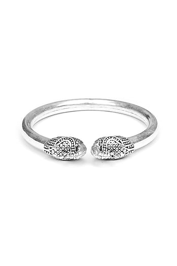 Silver Finish Handcrafted Bangle In Sterling Silver