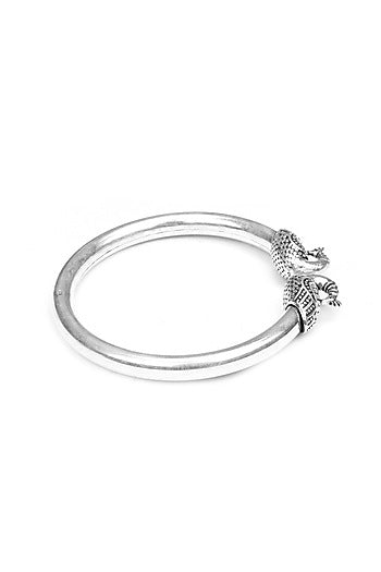 Silver Finish Handcrafted Bangle In Sterling Silver