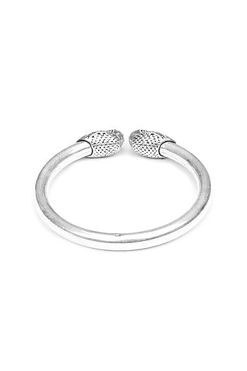 Silver Finish Handcrafted Bangle In Sterling Silver
